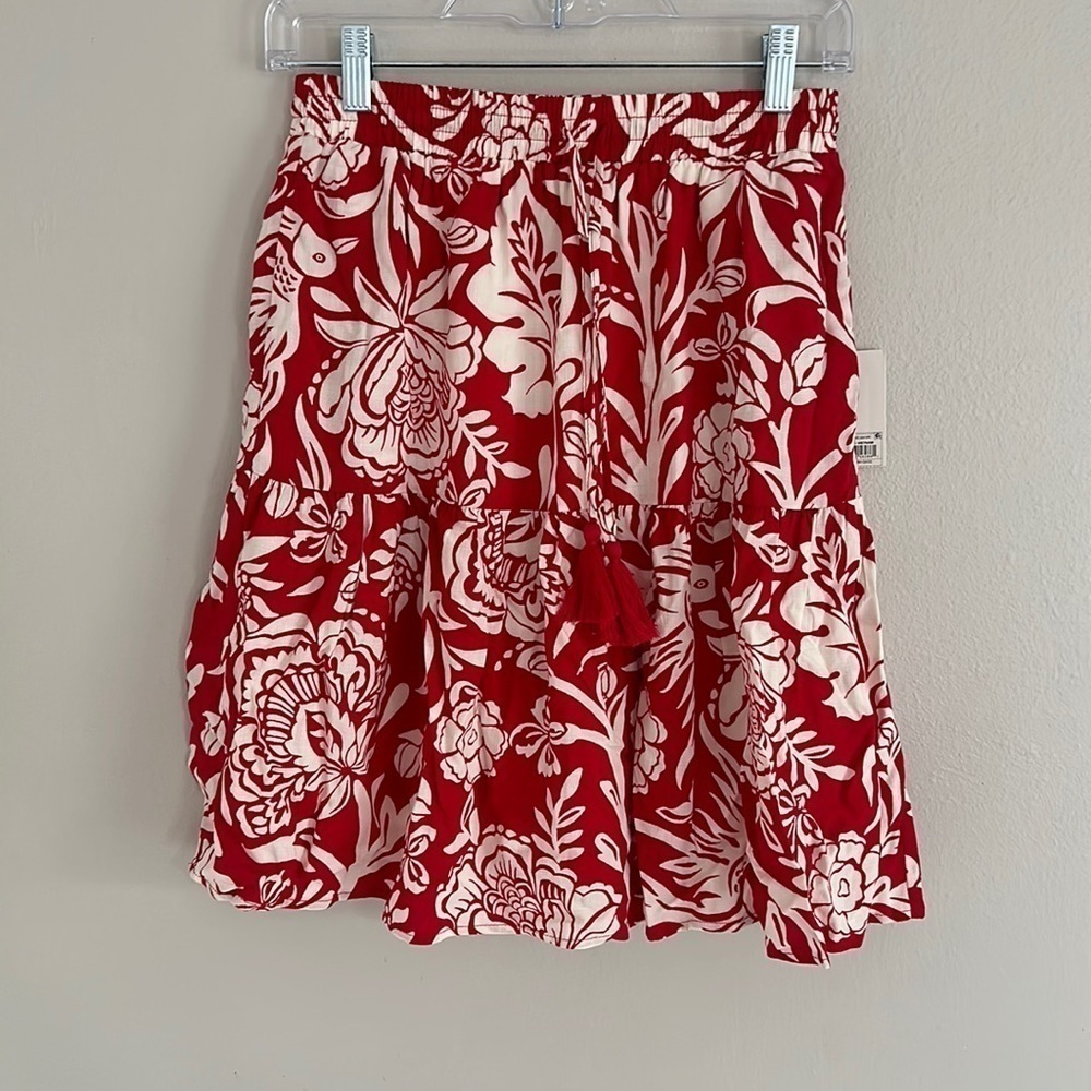 Women's Size X-Small Floral Red Skirt Knox Rose